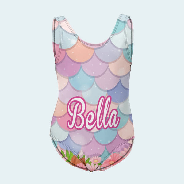 Custom Name Kid's Swimsuit Personalized Name Text One Piece Swimsuit Girl's Swimwear