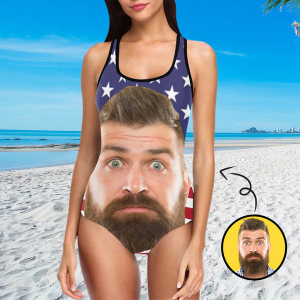 Personalized Big Face Swimsuit Custom Tank Top One Piece Bathing Suit