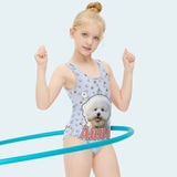 Custom Face&Name Kid's Swimsuit Personalized Face&Name One Piece Swimsuit Girl's Swimwear