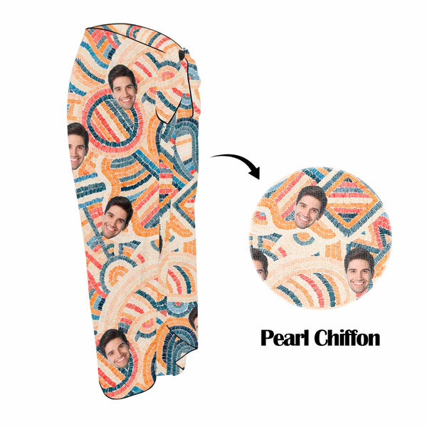 Custom Face Bohemia Pattern Long Sarongs Beach Wrap Personalized Bikini Cover Up