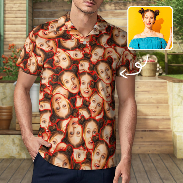 Custom Girlfriend Face Polo Shirt For Men Personalized T-shirt Gift