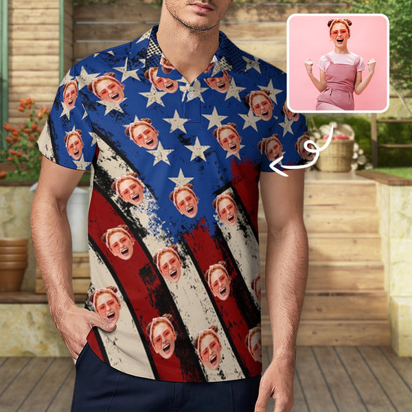 Custom Girlfriend Flag Face Polo Shirt For Men Personalized Hawaiian Shirt Gift