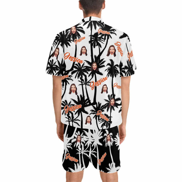 Custom Photo&Name Coconut Tree Hawaiian Set Summer Holiday Hawaiian Shirt & Shorts Set Add Your Own Custom Image Text