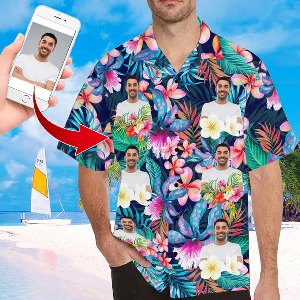 Custom Face Hawaiian Shirt Funny Photo Hawaiian Shirt for Husband Personalized Hawaiian Shirt Photo Tropical Aloha Shirt For Men