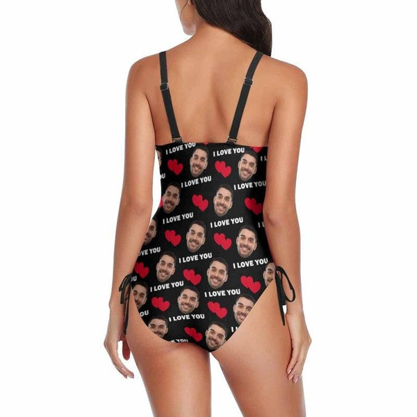 Custom Face Swimsuit All About You Personalized Women's New Drawstring Side One Piece Bathing Suit Honeymoons For Her