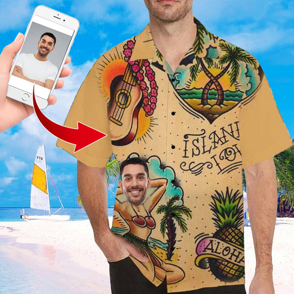 Custom Face Hawaiian Shirt Funny Photo Hawaiian Shirt for Husband Personalized Hawaiian Shirt Photo Tropical Aloha Shirt For Men