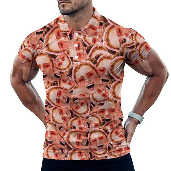 Custom MultiFace Polo Shirt Personalized Hawaiian Shirt For Men