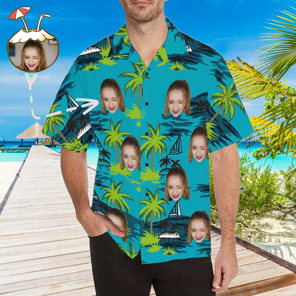 Custom Photo Hawaiian Shirt for Husband Personalized Hawaiian Shirt Photo Tropical Aloha Shirt Birthday Vacation Party Gift