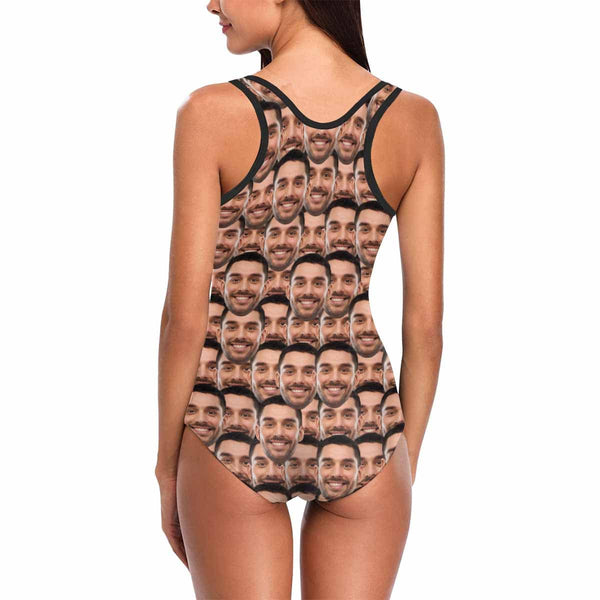 #Bathingsuit-Custom Husband Face Swimsuit Personalized Photo Women's One Piece Bathing Suit Funny Gift