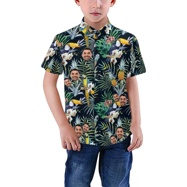 Custom Photo Hawaiian Shirts Photo Flower Parrot Unisex & Teenage Create Your Own Aloha Shirt Birthday Gift