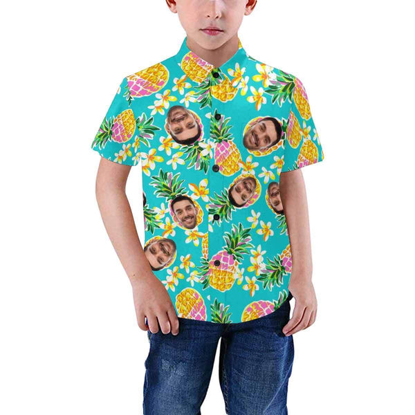 Custom Image Hawaiian Shirt with Photo Flower Pineapple Unisex & Teenage Hawaiian Shirt