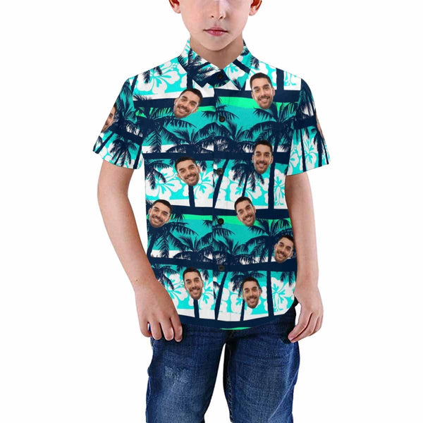 Custom Photo Hawaiian Shirts Photo Coconut Tree Unisex & Teenage Hawaiian Shirt Face Shirt Birthday Gift