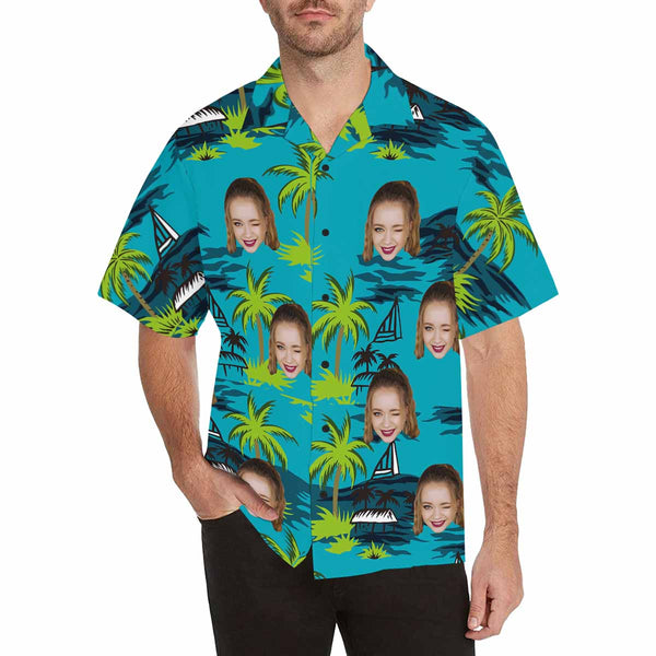 Custom Photo Hawaiian Shirt for Husband Personalized Hawaiian Shirt Photo Tropical Aloha Shirt Birthday Vacation Party Gift