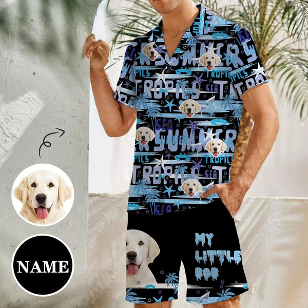Custom Photo&Name Pet Hawaiian Set Summer Holiday Hawaiian Shirt & Shorts Set Personalise Cusotm Set Shirt for Him