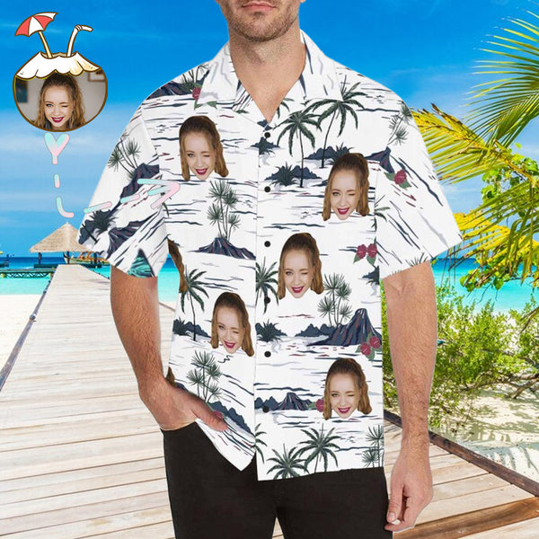 Personalized Photo Hawaiian Shirt for Husband Face Hawaiian Shirt Photo Tropical Aloha Shirt Birthday Vacation Party Gift