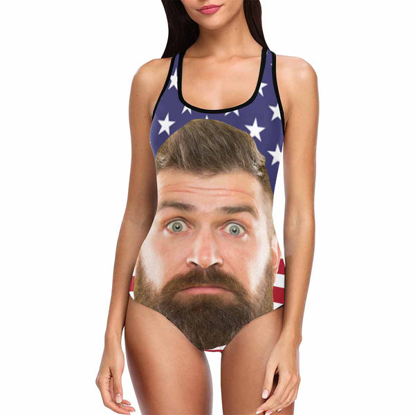 Personalized Big Face Swimsuit Custom Tank Top One Piece Bathing Suit