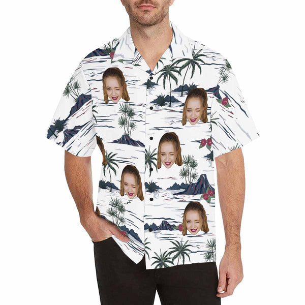Personalized Photo Hawaiian Shirt for Husband Face Hawaiian Shirt Photo Tropical Aloha Shirt Birthday Vacation Party Gift