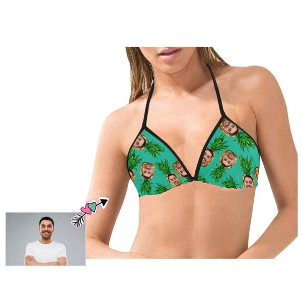 Custom Boyfriend Face Pineapple Personalized Bikini Swimsuit Top