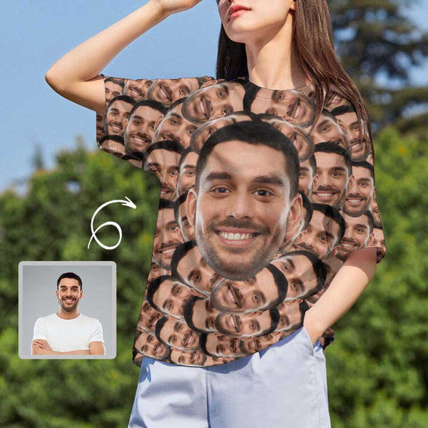 Custom Boyfriend Face Smash Shirt Women's All Over Print T-shirt