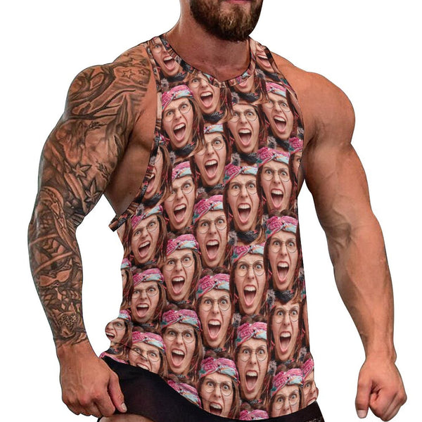 Custom Multi-Face Tank Tops Personalized Photo Men's Tank Top T-shirt