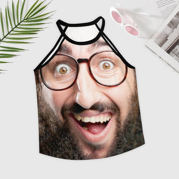 Custom Boyfriend Big Face Women Summer Vest T-shirt Personalized Crew Neck Vest T-shirt Gift