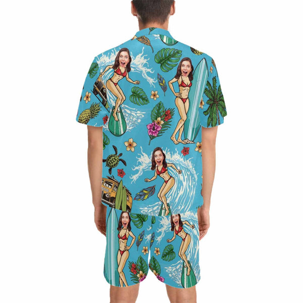 Custom Face Cool Happy Hawaiian Set Summer Holiday Hawaiian Shirt & Shorts Set