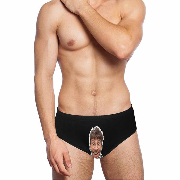 Custom Face And Name Swim Shorts Personalized Face Black Swim Briefs