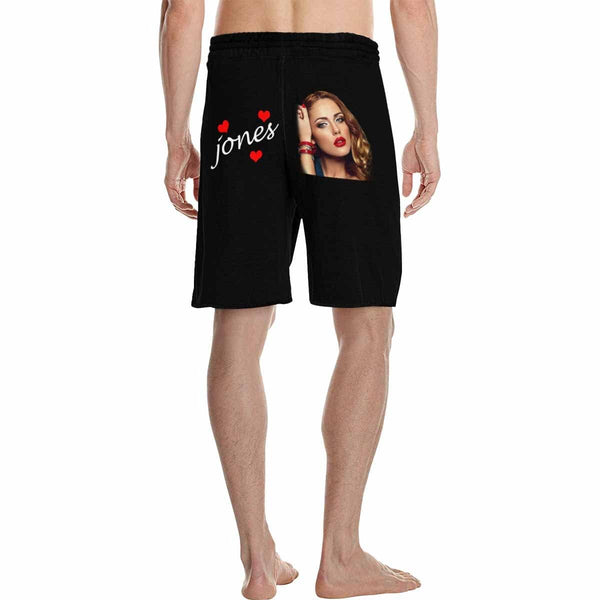 Custom Face&Name Simple Heart Personalized Photo Men's All Over Print Casual Shorts