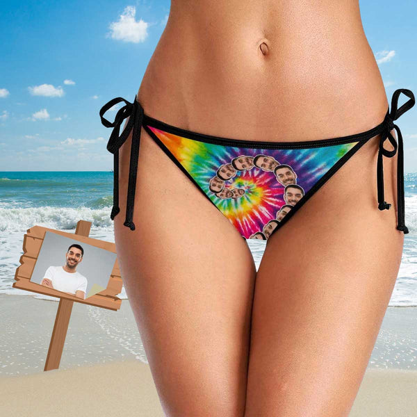 Custom Boyfriend Face Swirl Personalized Bikini Swimsuit Bottom
