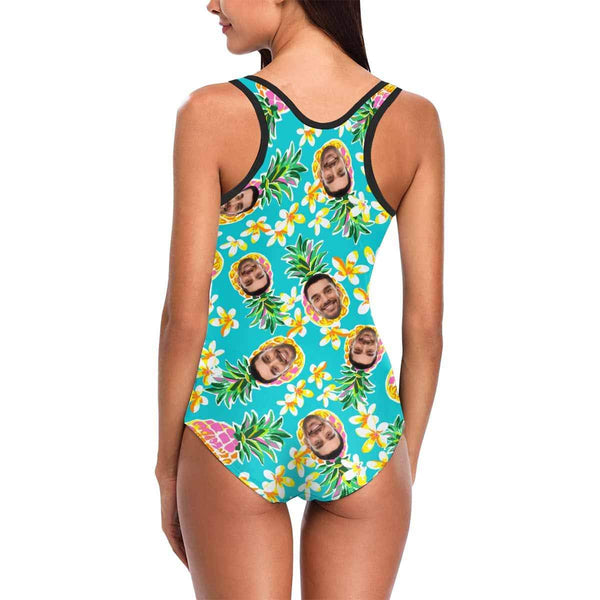 Custom Face Flower Pineapple Women's Tank Top Bathing Swimsuit