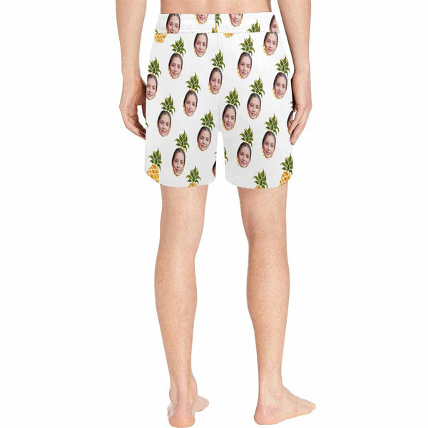 Custom Face Pineapple Men's Quick Dry Swim Shorts, Personalized Funny Swim Trunks