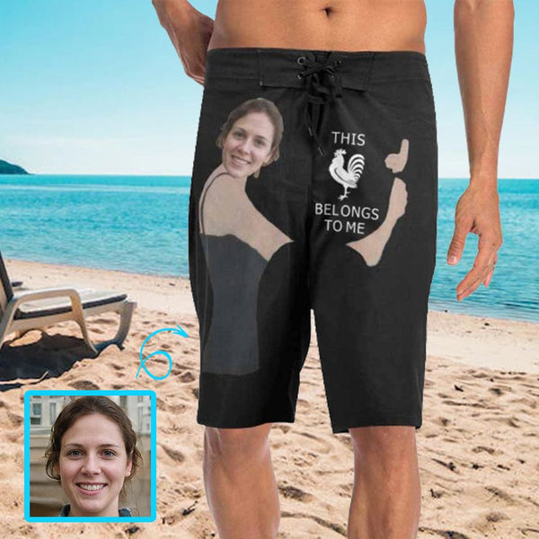 Custom Face Belongs to Personalized Photo Men's Beach Shorts Drawstring Shorts