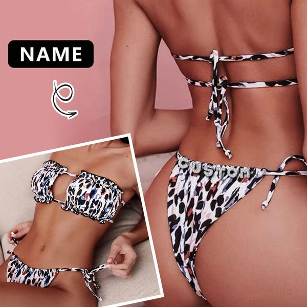 Sexy Custom Name Bikini Sets DIY Crystal Letters Swimsuit Sets Beach Body Jewelry(Custom 1-10 Letters)