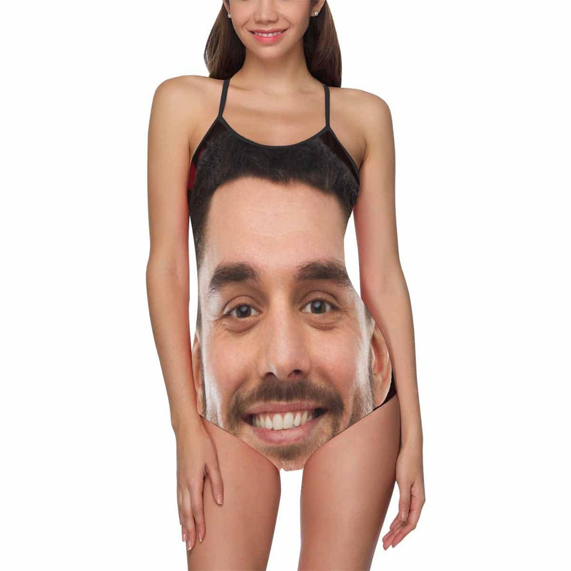 #Bathingsuit-Custom Face Boyfriend/Husband Personalized Bathing Suits Women's Slip One Piece Swimsuit Gift For Her