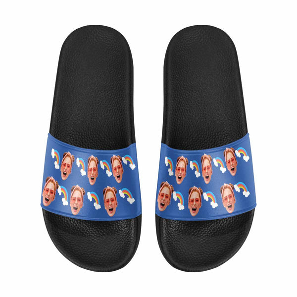 Custom Face Colorful Sandals Personalized Couple Slides With Face