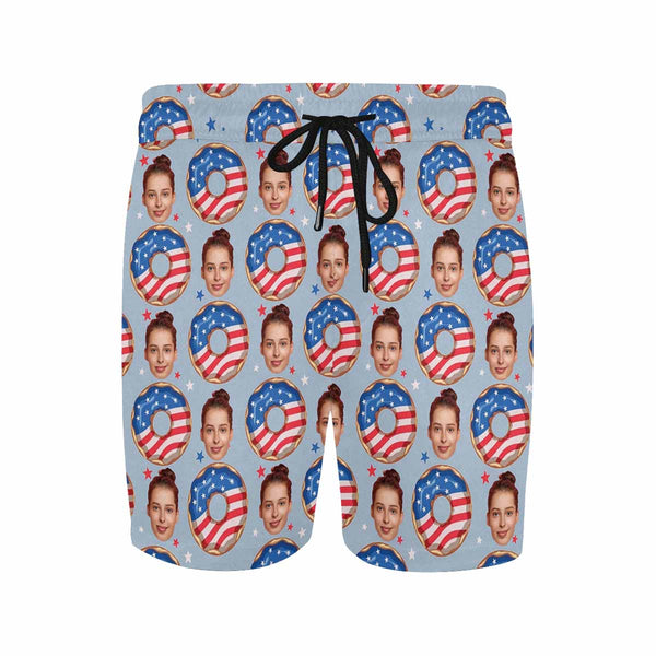 Custom Face Swim Trunks Swim Shorts Personalized Flag Swimming Ring Swim Trunks For Men