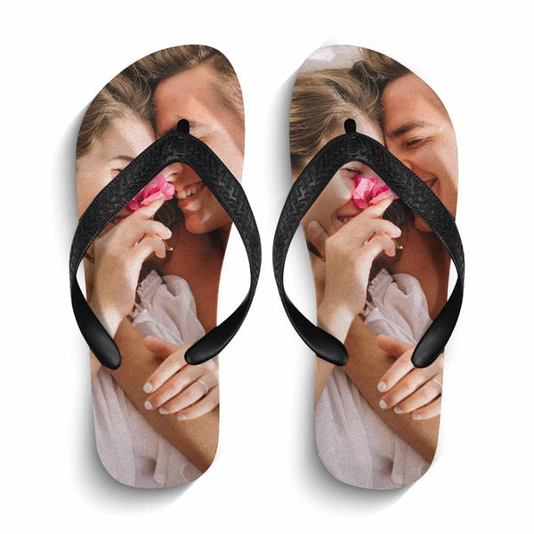 Custom Couple Photo Flip Flops Personalized Photo Face Sandals