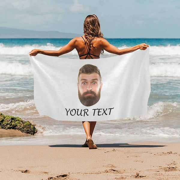 Custom Face&Text Bath Towel Beach Towel Pool Towel Camp Towel