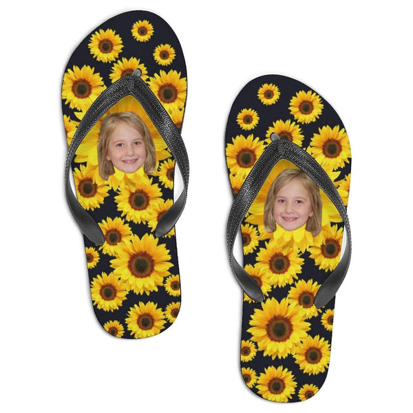 Custom Face Slide Sandals Personalized Sunflower Men's Slippers House Shoes Beach Holiday Flip Flops