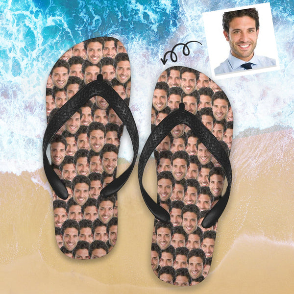 Custom Face Seamless Slide Sandals Personalized Photo Funny Men's Slippers House Shoes Beach Holiday Flip Flops