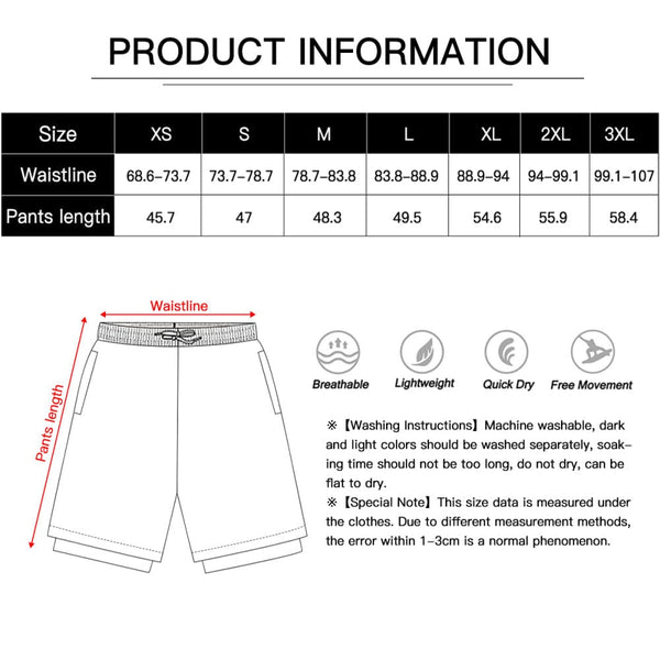 Custom Face Red Lips Men's Quick Dry 2 in 1 Surfing & Beach Shorts Male Gym Fitness Shorts