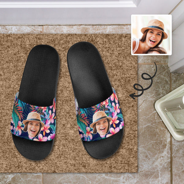Personalized Tropical Plants Slippers Home Shoes Custom Photo Slide Sandals