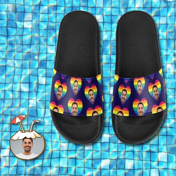 Custom Boyfriend Face Rainbow Love Women's Slide Sandals