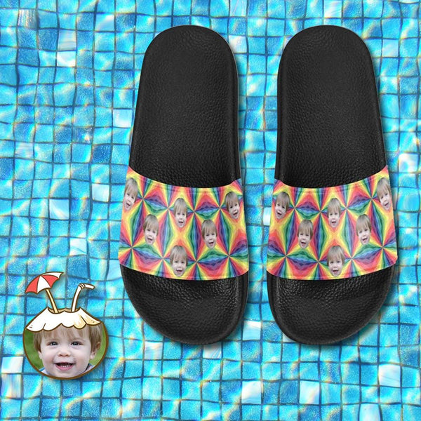 Custom Face Colorful Pattern Women's Slide Sandal