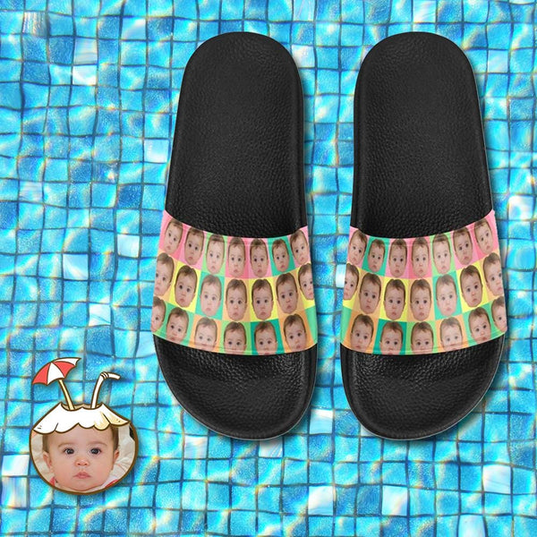 Custom Face Rainbow Lattice Women's Slide Sandals