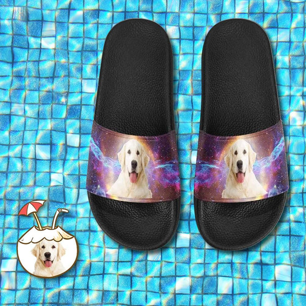 Custom Pet Face Nebula Men's Slide Sandals
