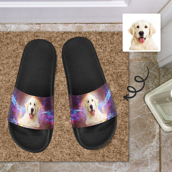 Custom Pet Face Nebula Men's Slide Sandals