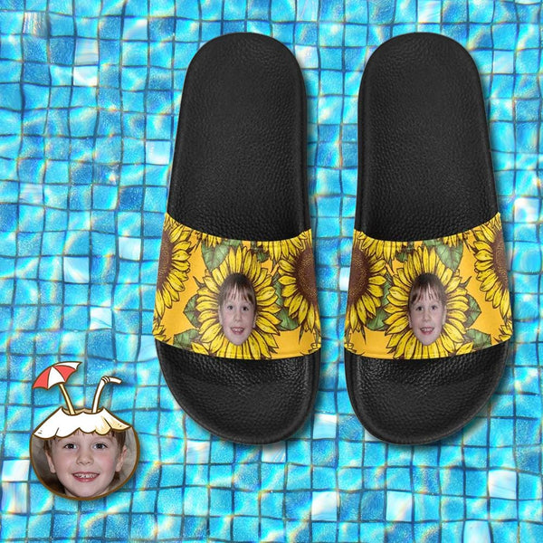 Custom Son Face Sunflower Men's Slide Sandals